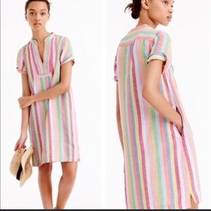 JCrew candy striped short sleeve linen dress